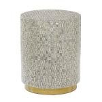 Gray Mother Of Pearl Sells Wood Base Accent Table