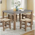 Amber Wood Faux Concrete Top Dining Table
