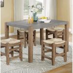 Amber Wood Faux Concrete Top Dining Table