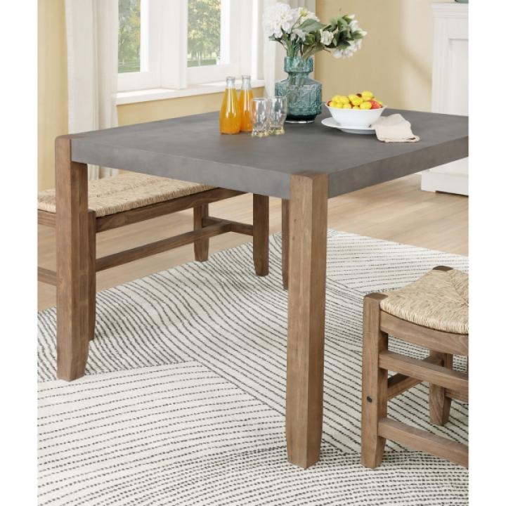 Amber Wood Faux Concrete Top Dining Table