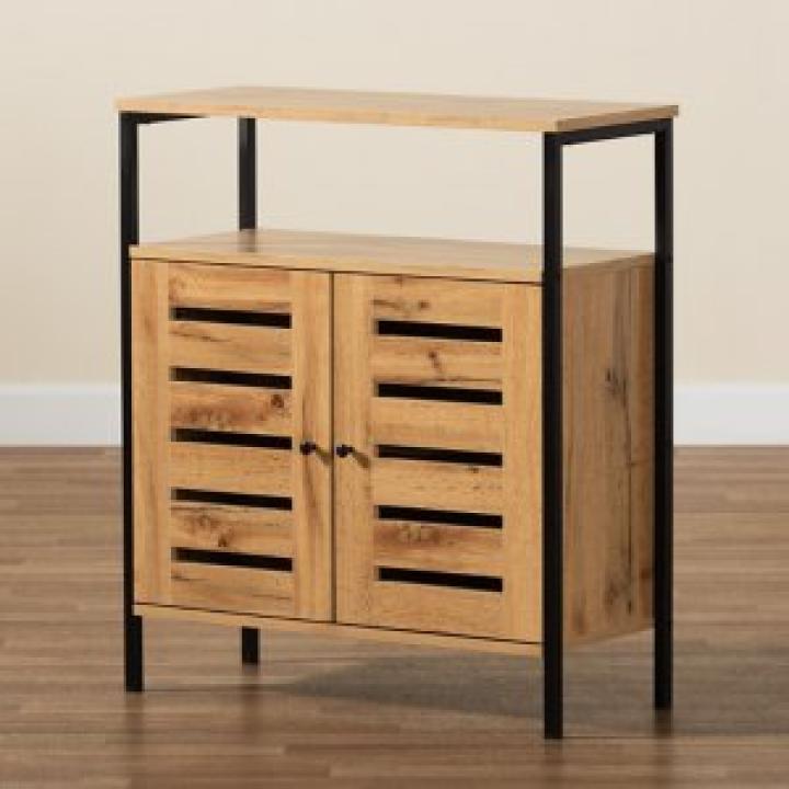 Slatted Oak Wood Cabinet