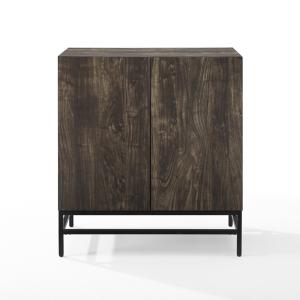 Joanelle Dark Steel and Wood Wine Cabinet