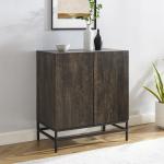 Joanelle Dark Steel and Wood Wine Cabinet