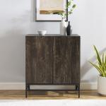 Joanelle Dark Steel and Wood Wine Cabinet