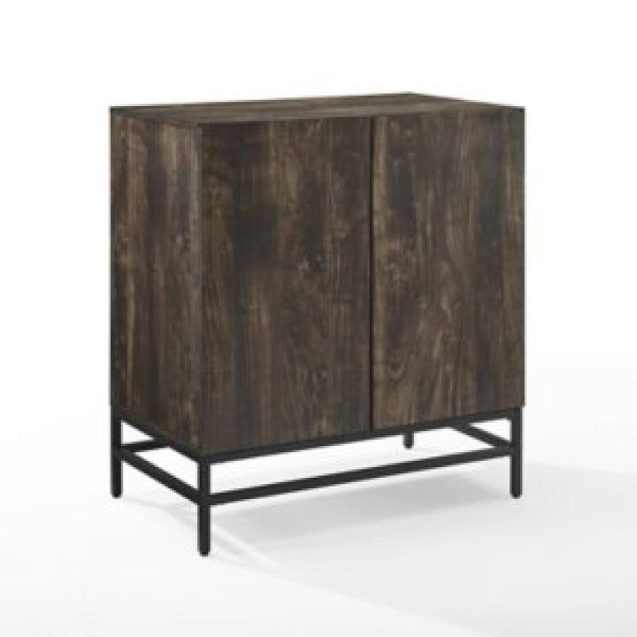 Joanelle Dark Steel and Wood Wine Cabinet