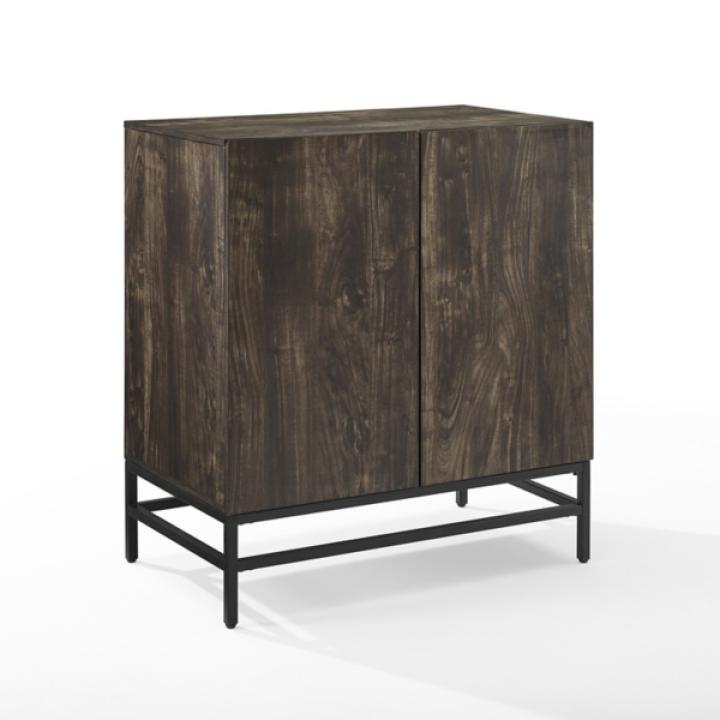 Joanelle Dark Steel and Wood Wine Cabinet