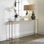 Warm Golden Mirrored Top Console Table
