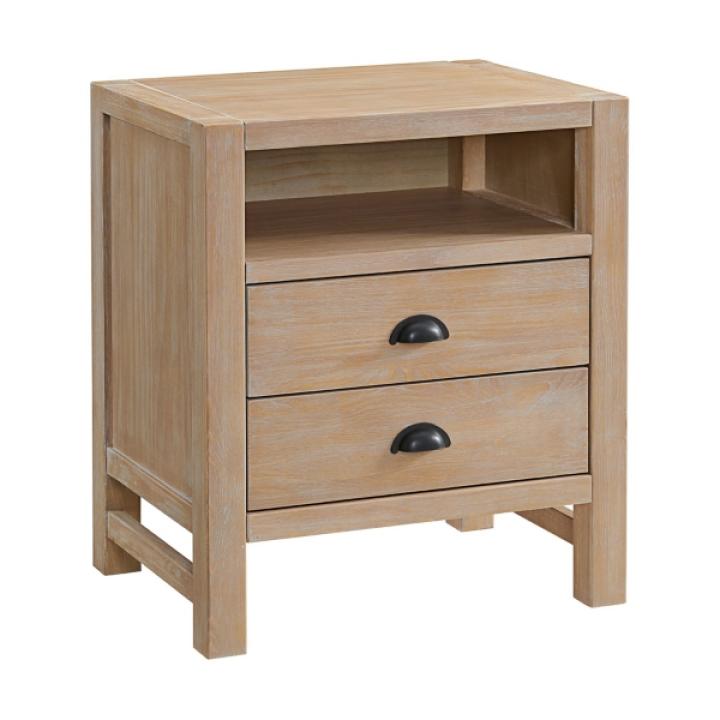 Natural Wood Grain Open Storage Nightstand