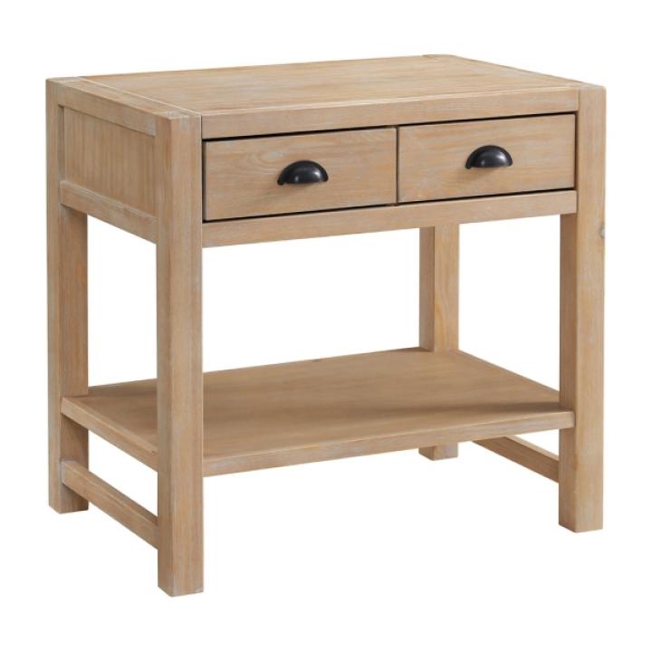 Natural Wood Grain Open Shelf Nightstand