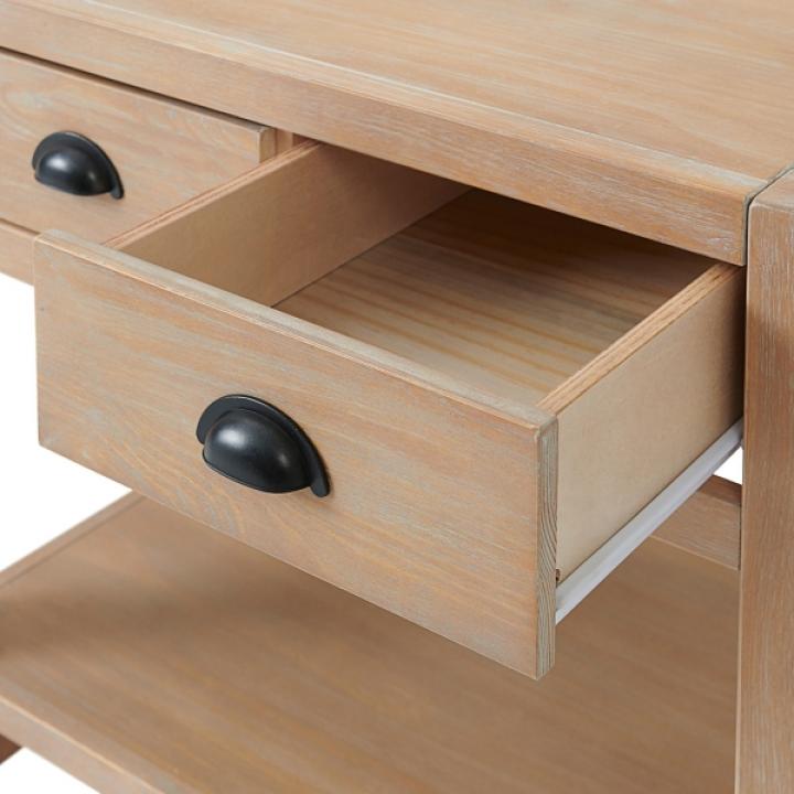 Natural Wood Grain Open Shelf Nightstand