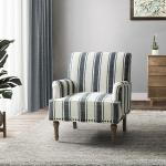 Black White Stripe Upholstered Accent Chair