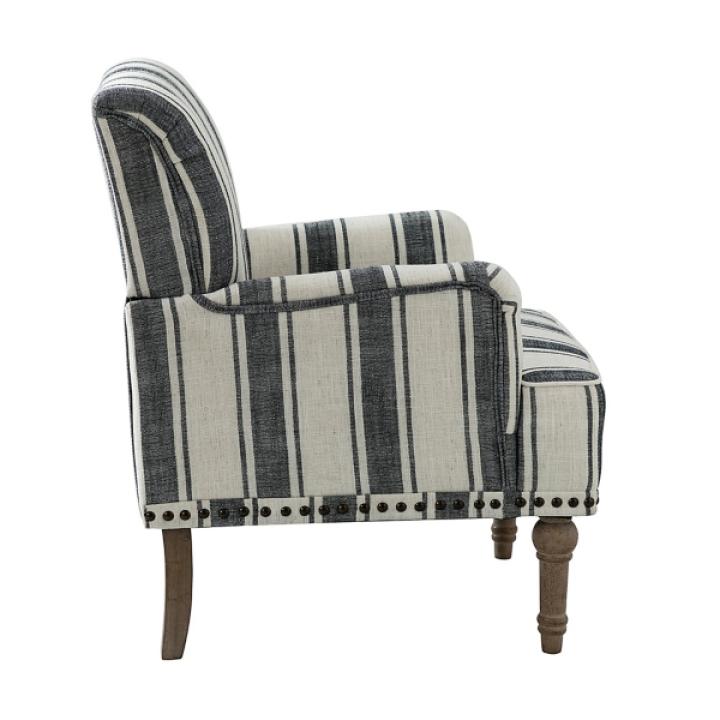 Black White Stripe Upholstered Accent Chair
