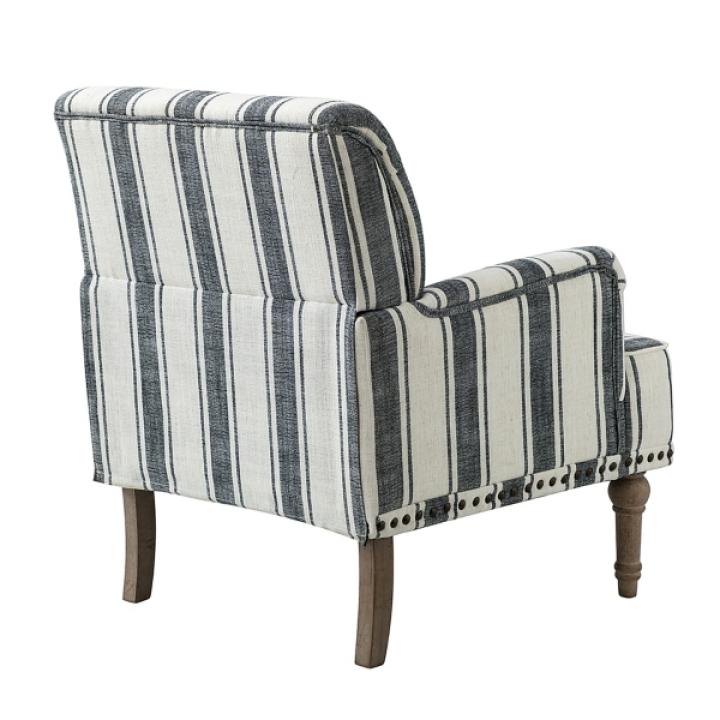 Black White Stripe Upholstered Accent Chair