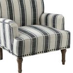 Black White Stripe Upholstered Accent Chair