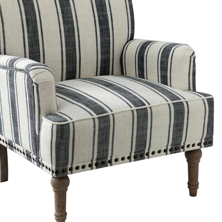 Black White Stripe Upholstered Accent Chair