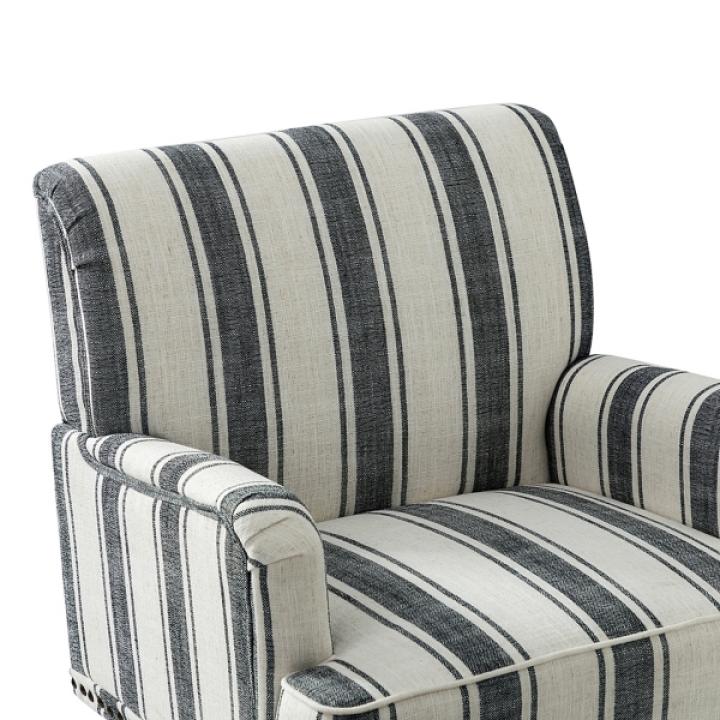 Black White Stripe Upholstered Accent Chair