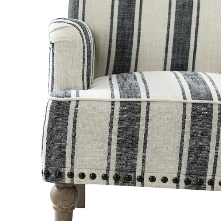 Black White Stripe Upholstered Accent Chair