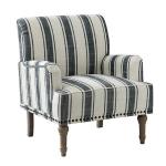 Black White Stripe Upholstered Accent Chair