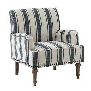 Black White Stripe Upholstered Accent Chair