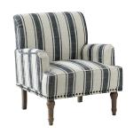 Black White Stripe Upholstered Accent Chair