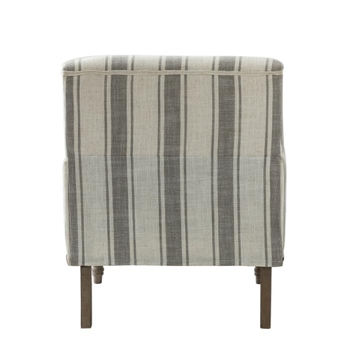 Gray White Stripe Upholstered Accent Chair