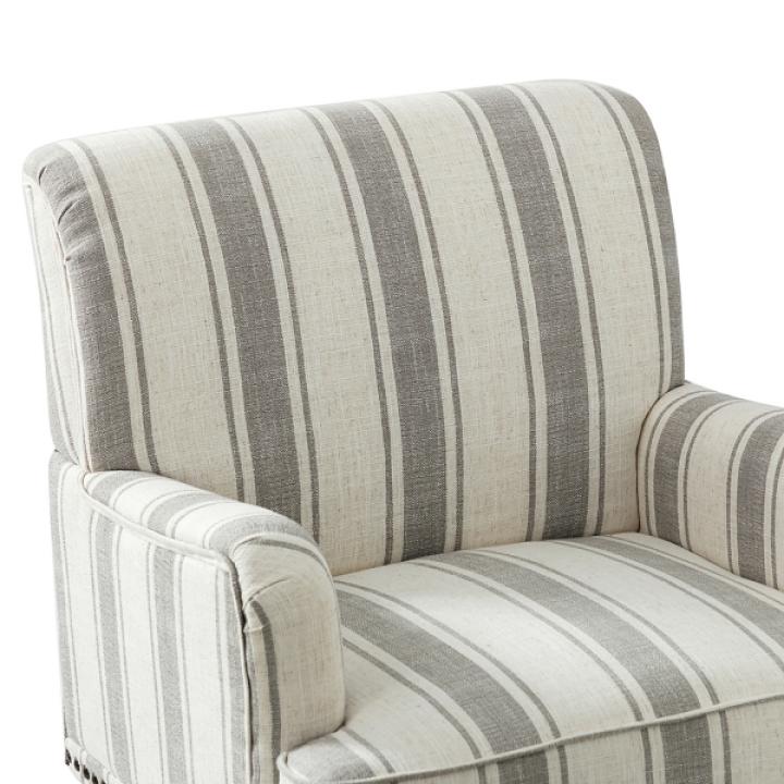 Gray White Stripe Upholstered Accent Chair