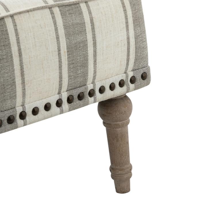 Gray White Stripe Upholstered Accent Chair