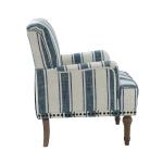 Blue White Stripe Upholstered Accent Chair