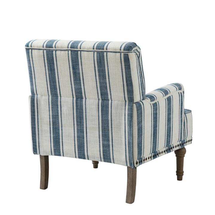 Blue White Stripe Upholstered Accent Chair