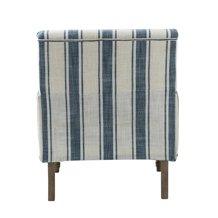 Blue White Stripe Upholstered Accent Chair