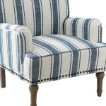 Blue White Stripe Upholstered Accent Chair