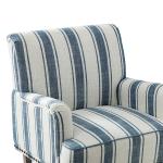 Blue White Stripe Upholstered Accent Chair
