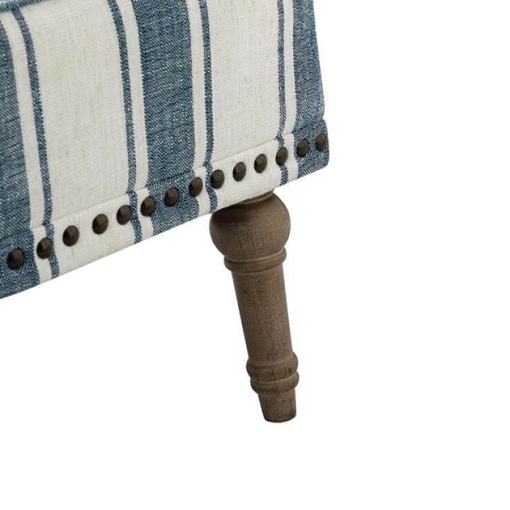 Blue White Stripe Upholstered Accent Chair