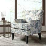 Blue and Yellow Floral Upholstered Accent Chair