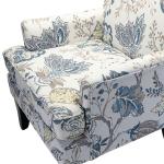 Blue and Yellow Floral Upholstered Accent Chair