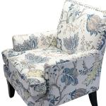 Blue and Yellow Floral Upholstered Accent Chair