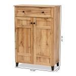 Oak 2-Door Grid Shoe Storage Cabinet