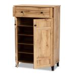 Oak 2-Door Grid Shoe Storage Cabinet