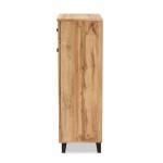 Oak 2-Door Grid Shoe Storage Cabinet