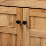 Oak 2-Door Grid Shoe Storage Cabinet