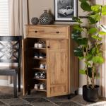 Oak 2-Door Grid Shoe Storage Cabinet