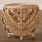 Natural Rattan Open Woven Accent Table