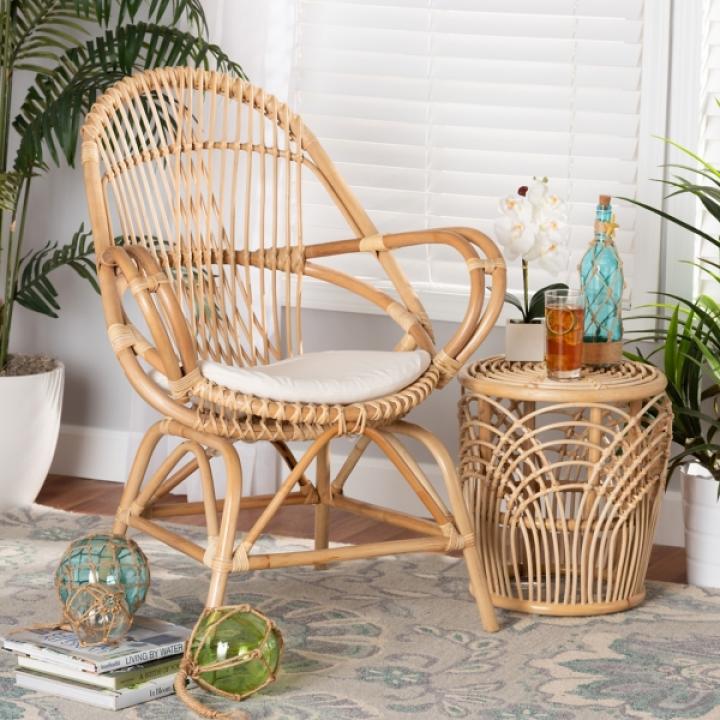 Open Woven Rattan Accent Chair