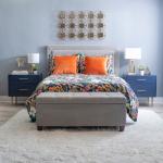 Blue 2-Drawer Nightstand with Gold Hardware