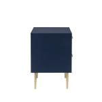 Blue 2-Drawer Nightstand with Gold Hardware
