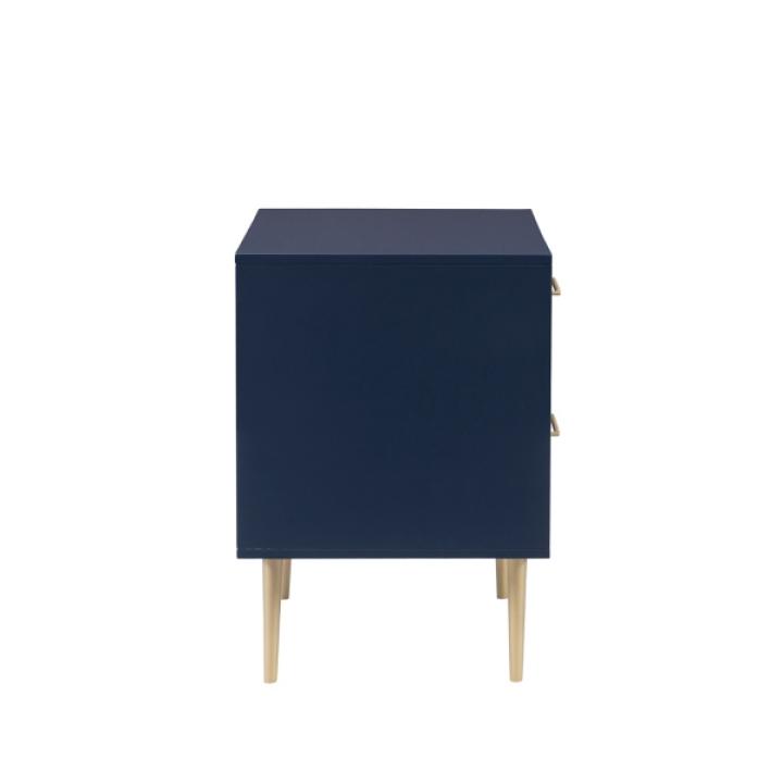 Blue 2-Drawer Nightstand with Gold Hardware