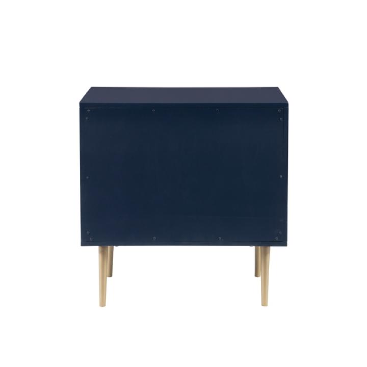 Blue 2-Drawer Nightstand with Gold Hardware
