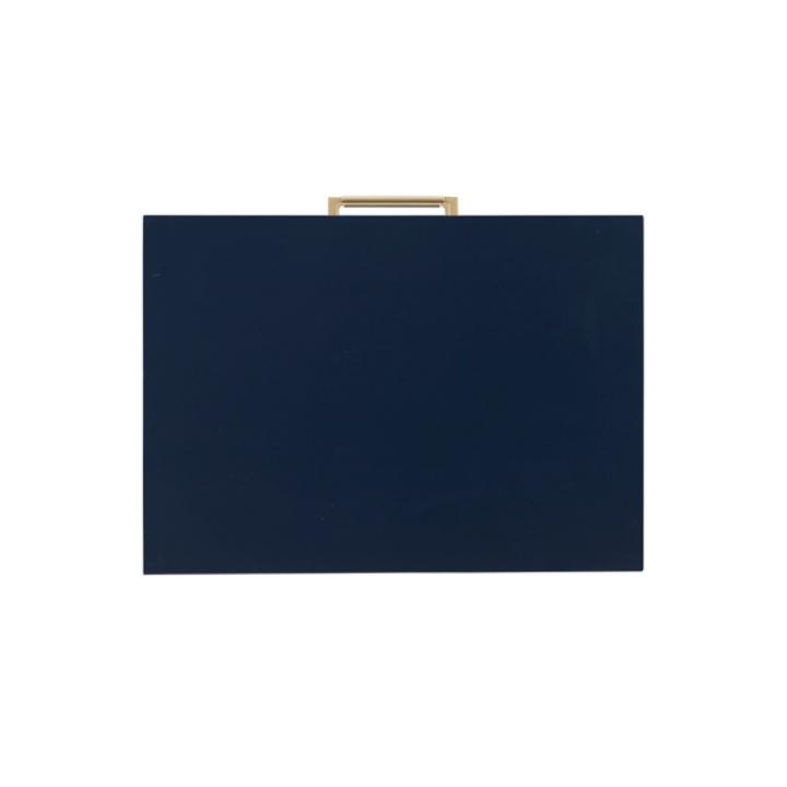 Blue 2-Drawer Nightstand with Gold Hardware