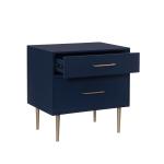 Blue 2-Drawer Nightstand with Gold Hardware