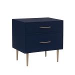 Blue 2-Drawer Nightstand with Gold Hardware